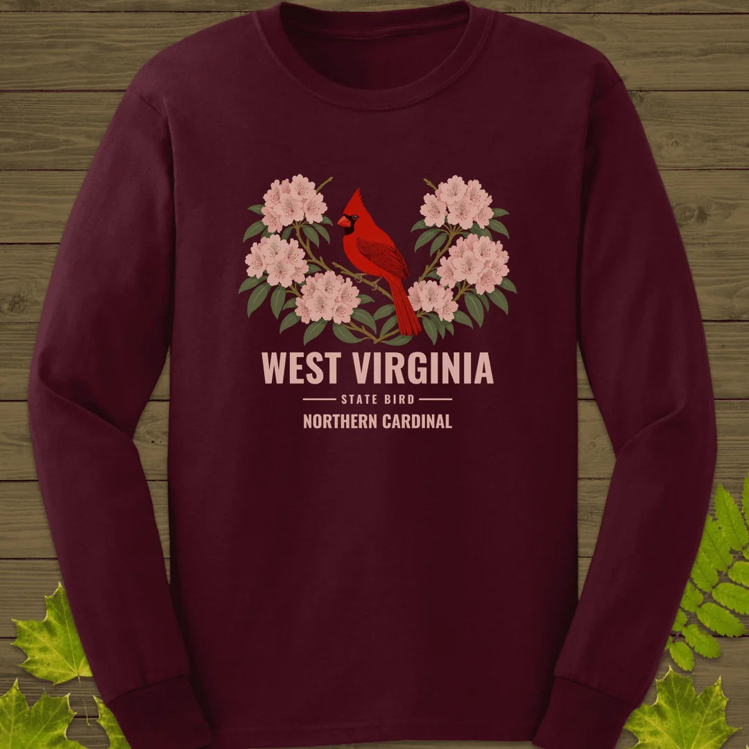 West Virginia State Bird Long Sleeve in Maroon