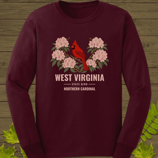 West Virginia State Bird Long Sleeve in Maroon