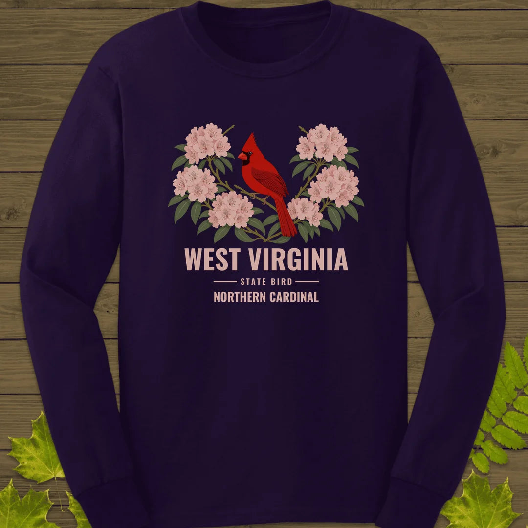 West Virginia State Bird Long Sleeve in Purple