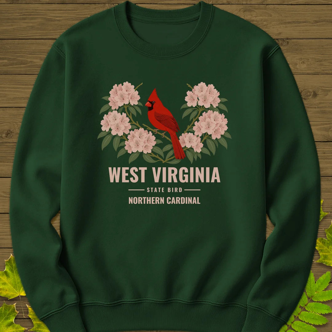 West Virginia State Bird Sweatshirt in Forest Green