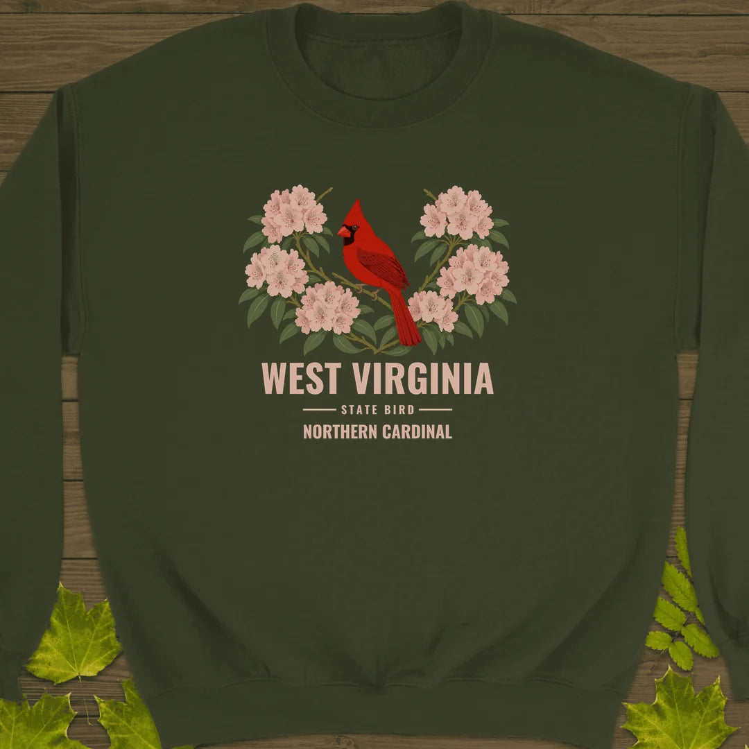 West Virginia State Bird Sweatshirt in Military Green