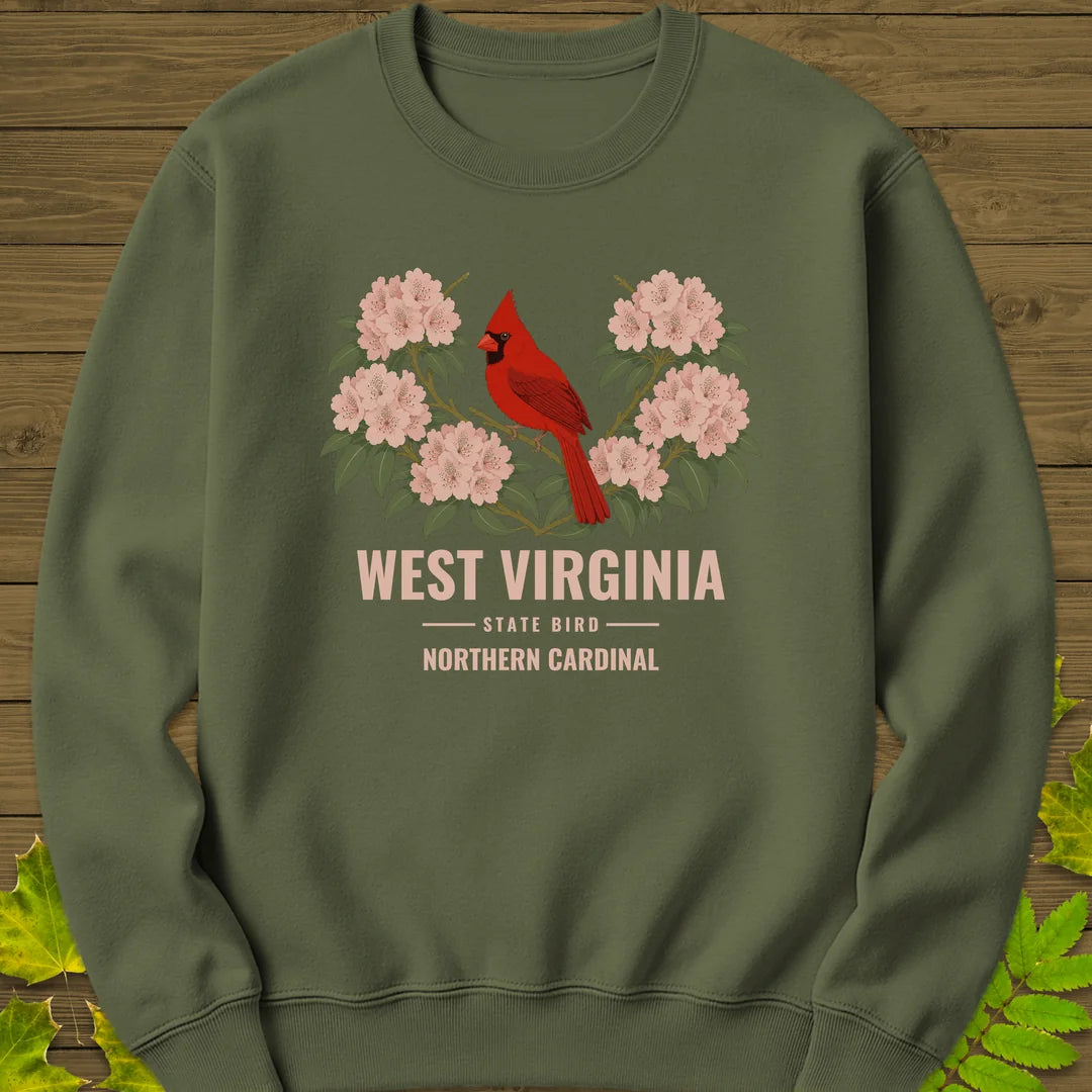 West Virginia State Bird Sweatshirt in Military Green