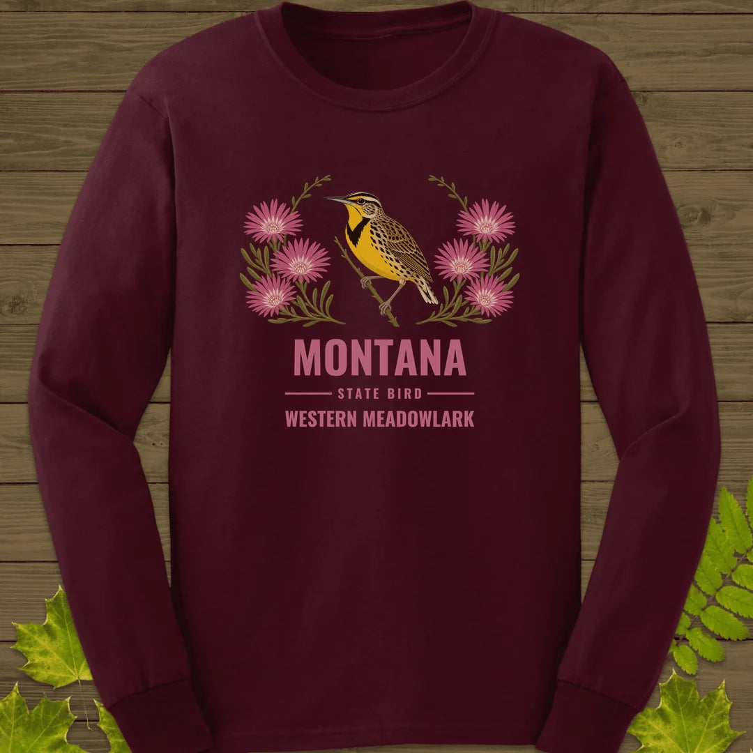 Montana State Bird Long Sleeve in Maroon