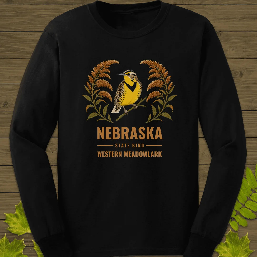 Nebraska State Bird Long Sleeve in Black