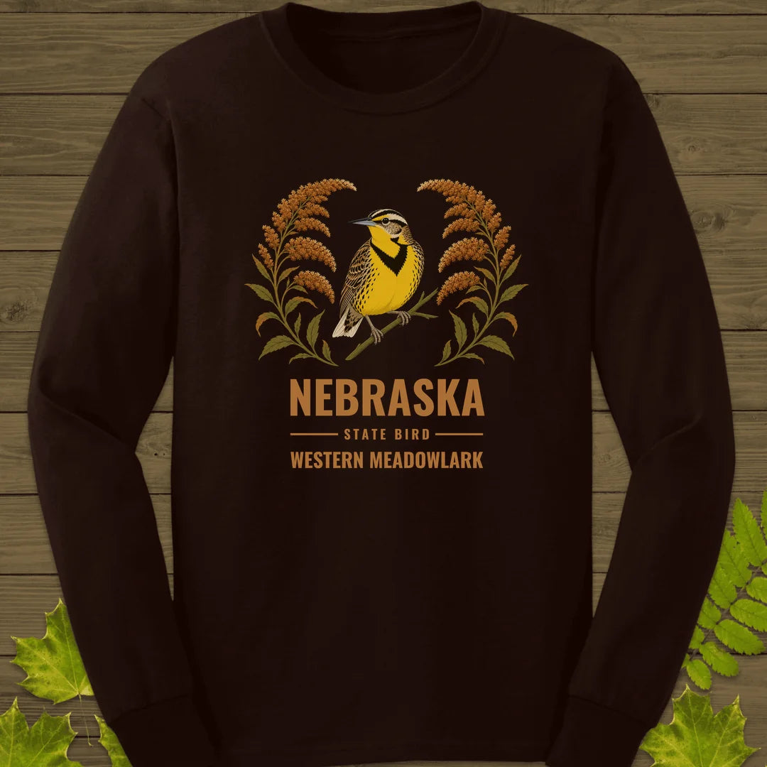 Nebraska State Bird Long Sleeve in Dark Chocolate
