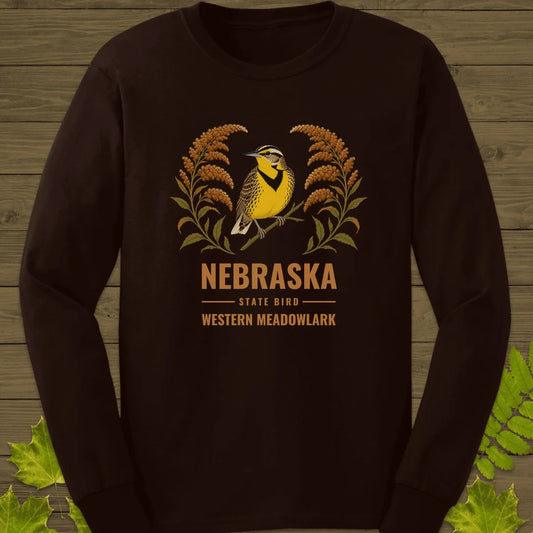 Nebraska State Bird Long Sleeve in Dark Chocolate