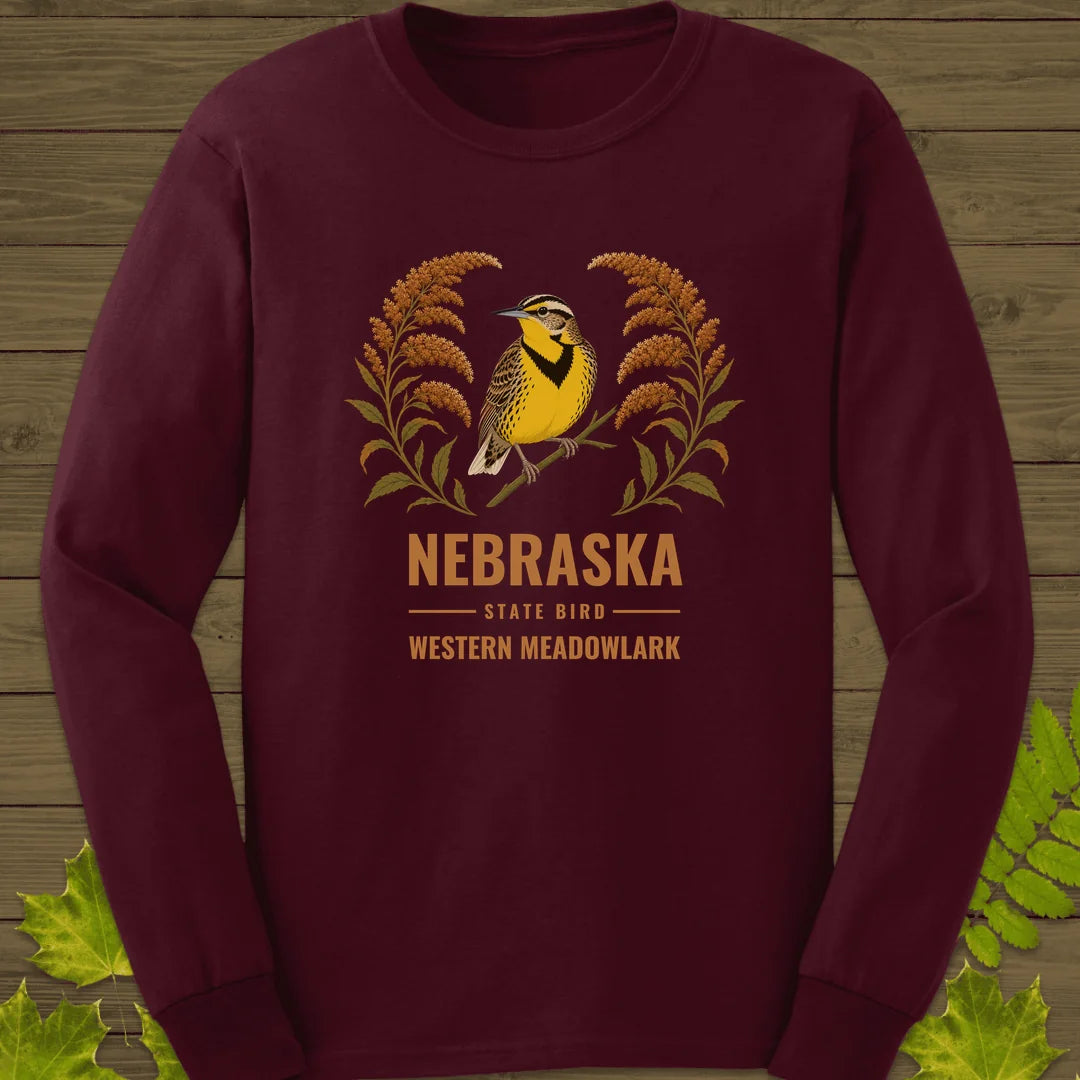 Nebraska State Bird Long Sleeve in Maroon