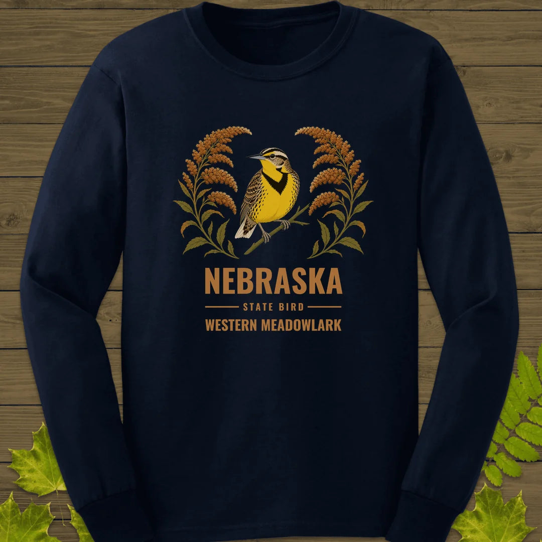 Nebraska State Bird Long Sleeve in Navy