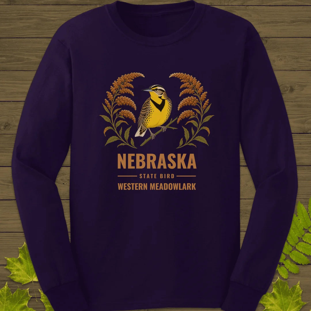 Nebraska State Bird Long Sleeve in Purple