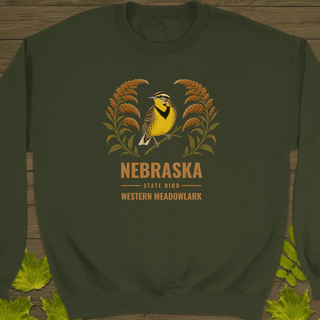 Nebraska State Bird Sweatshirt in Military Green