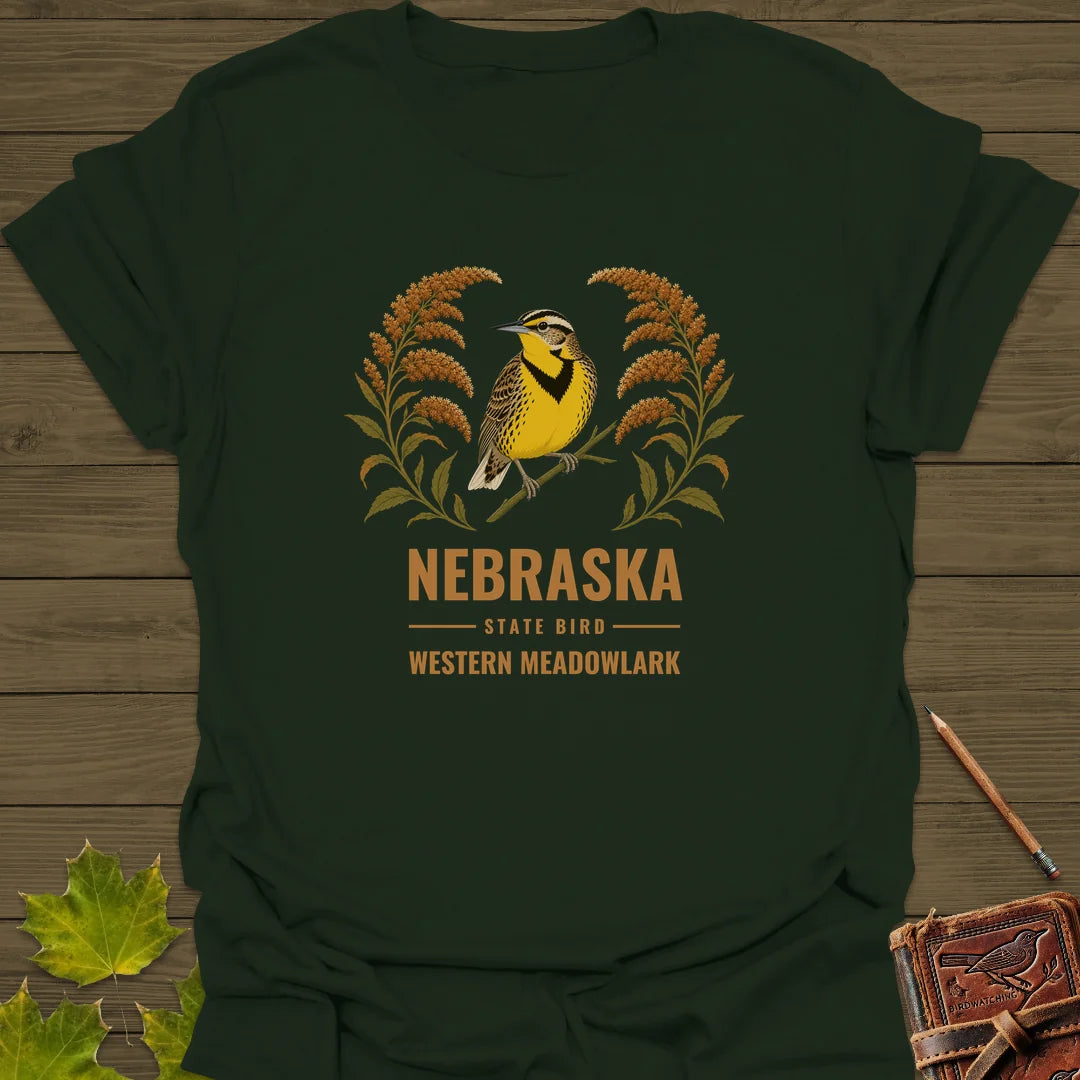 Nebraska State Bird T-Shirt in Forest Green