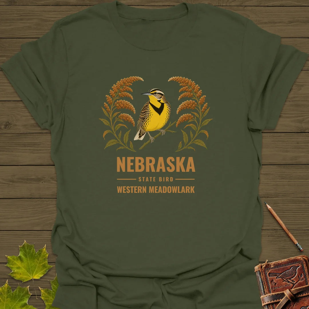 Nebraska State Bird T-Shirt in Military Green