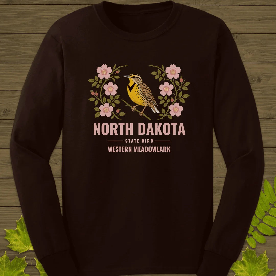 North Dakota State Bird Long Sleeve in Dark Chocolate