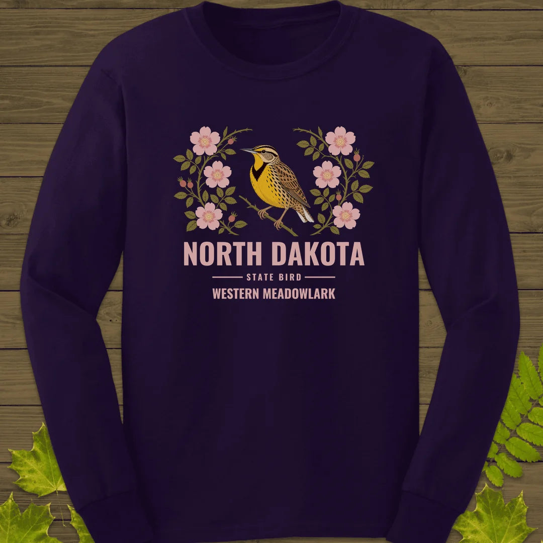 North Dakota State Bird Long Sleeve in Purple