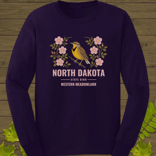 North Dakota State Bird Long Sleeve in Purple
