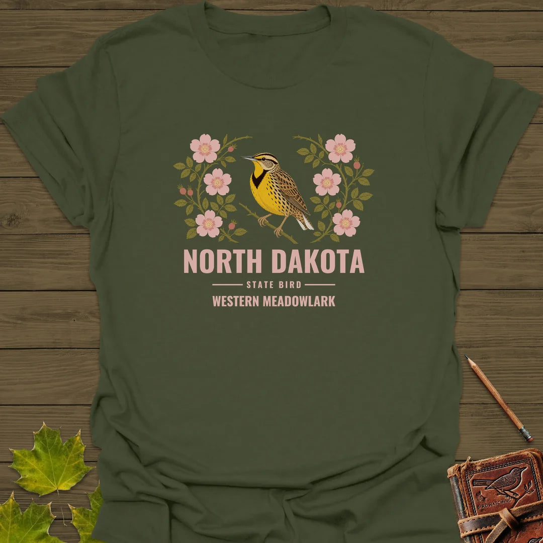 North Dakota State Bird T-Shirt in Military Green