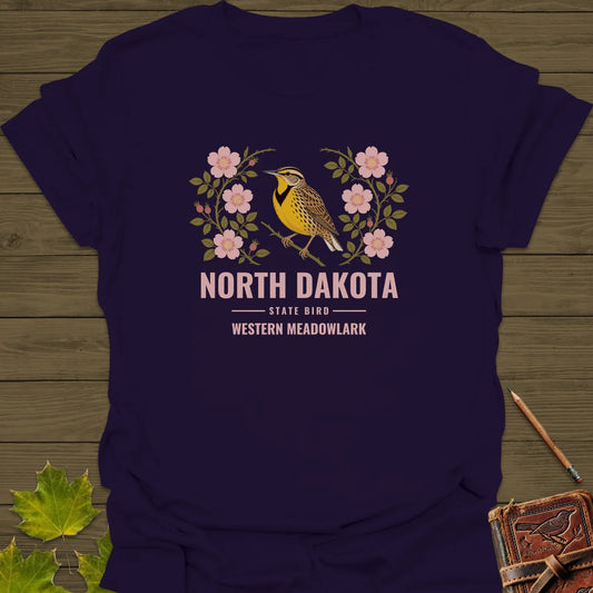 North Dakota State Bird T-Shirt in Purple