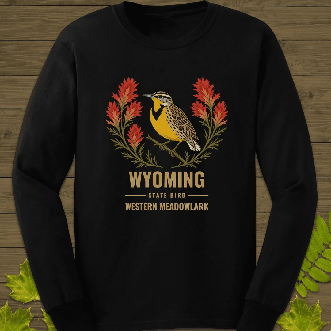 Wyoming State Bird Long Sleeve in Black
