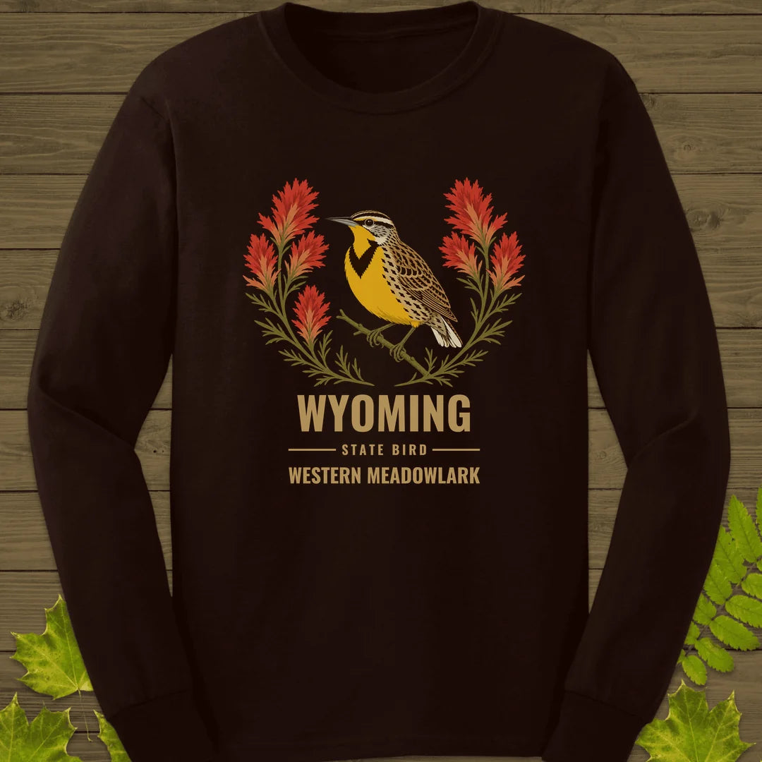 Wyoming State Bird Long Sleeve in Dark Chocolate