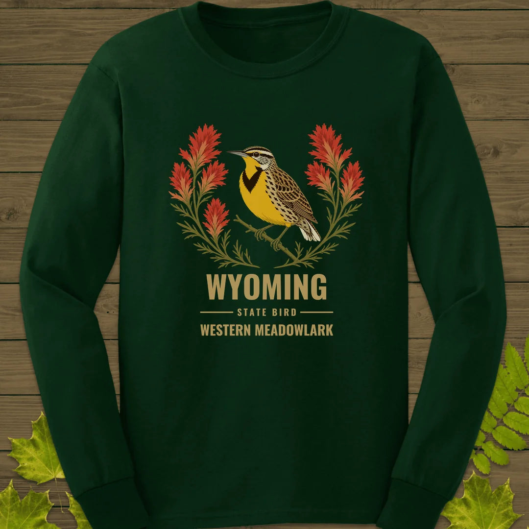 Wyoming State Bird Long Sleeve in Forest Green