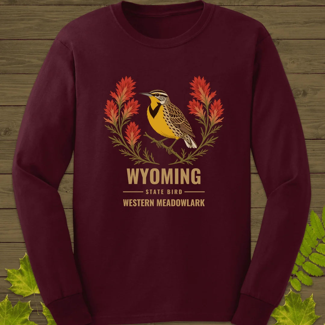 Wyoming State Bird Long Sleeve in Maroon