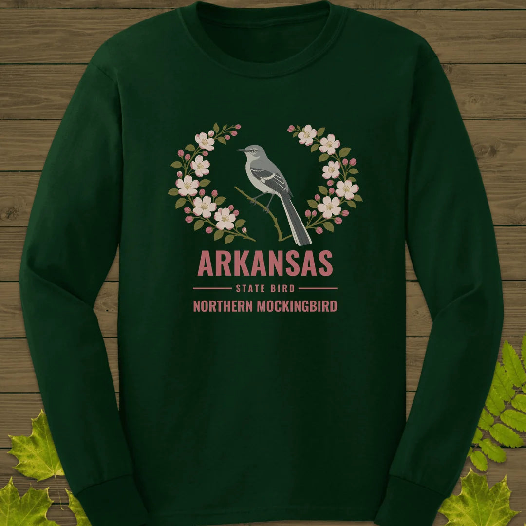 Arkansas State Bird Long Sleeve in Forest Green