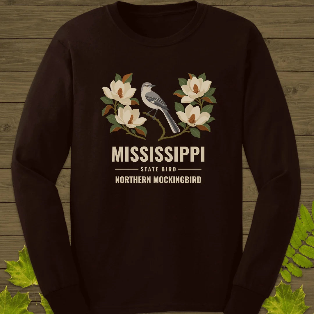 Mississippi State Bird Long Sleeve in Dark Chocolate