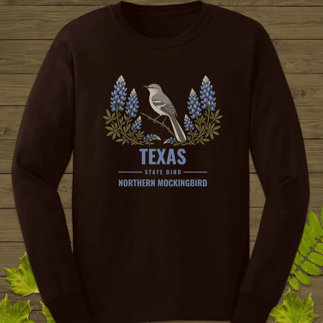 Texas State Bird Long Sleeve in Dark Chocolate