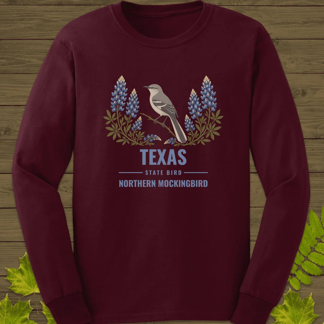 Texas State Bird Long Sleeve in Maroon