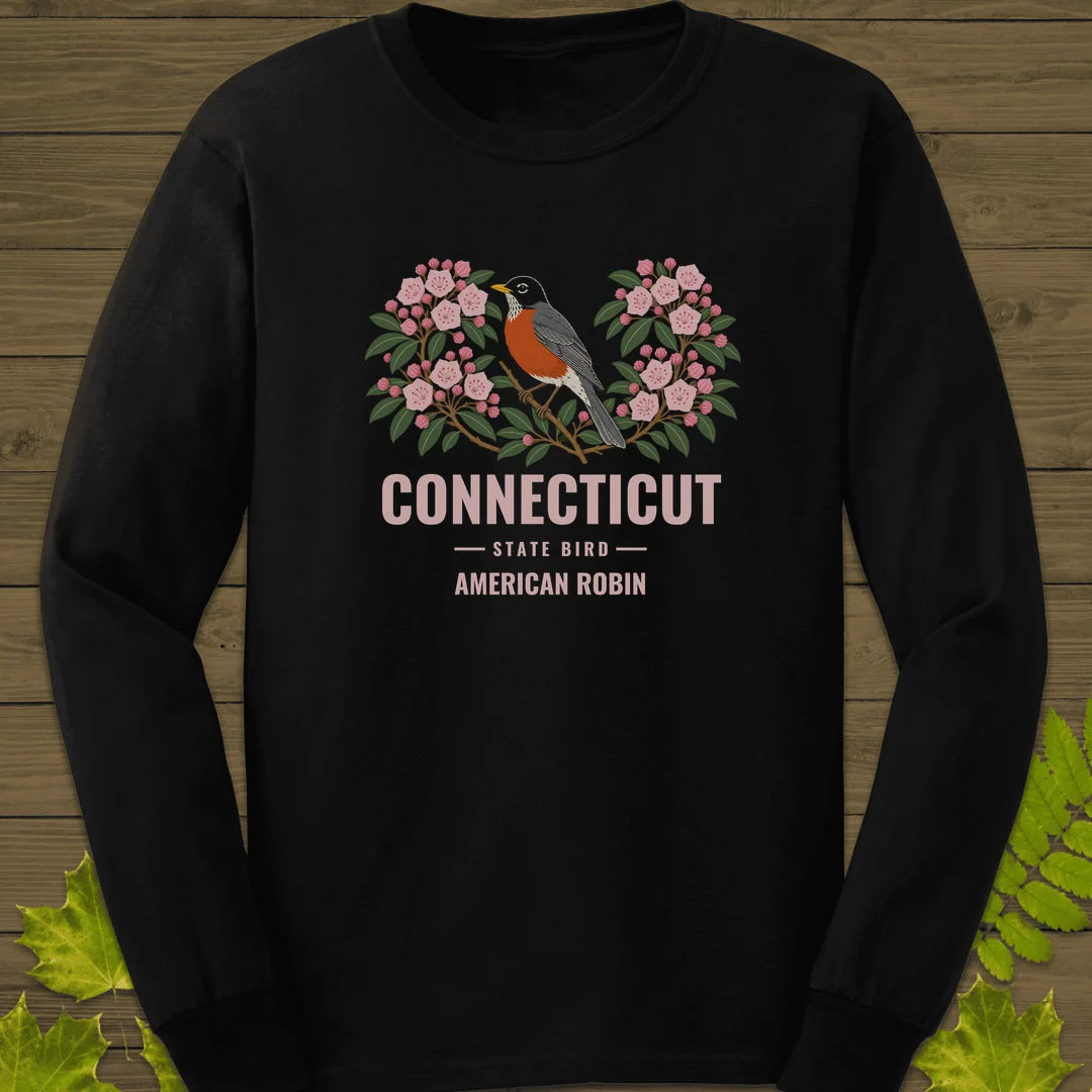 Connecticut State Bird Long Sleeve in Black