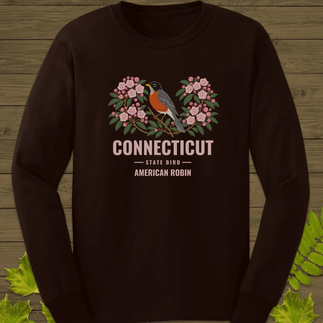 Connecticut State Bird Long Sleeve in Dark Chocolate