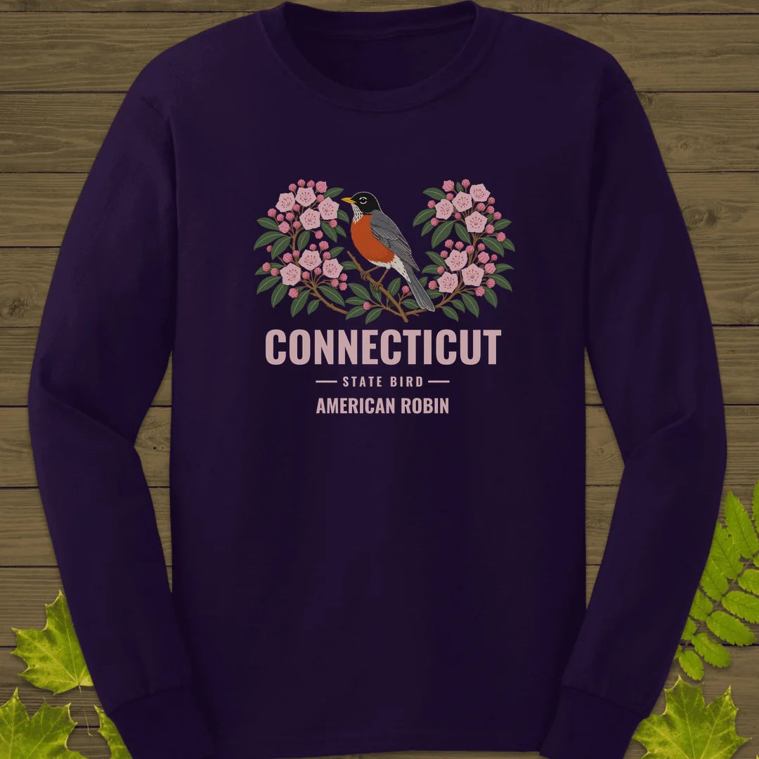 Connecticut State Bird Long Sleeve in Purple