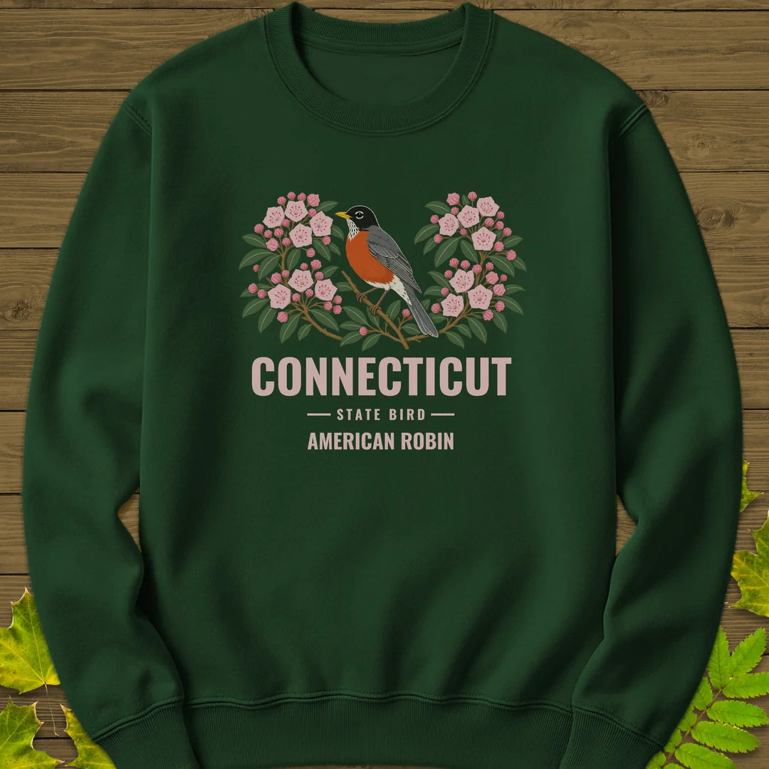 Connecticut State Bird Sweatshirt in Forest Green