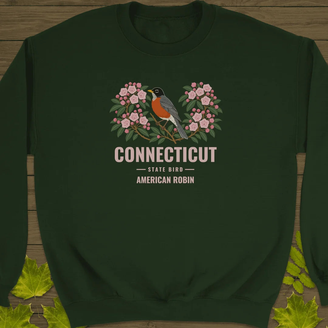 Connecticut State Bird Sweatshirt in Forest Green