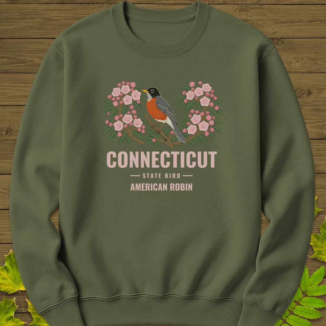 Connecticut State Bird Sweatshirt in Military Green