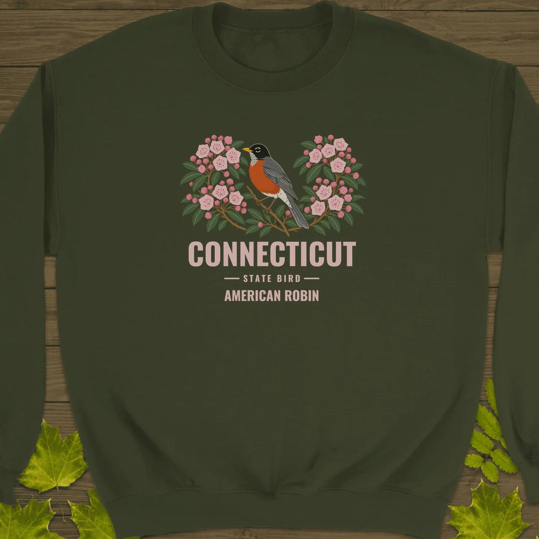 Connecticut State Bird Sweatshirt in Military Green