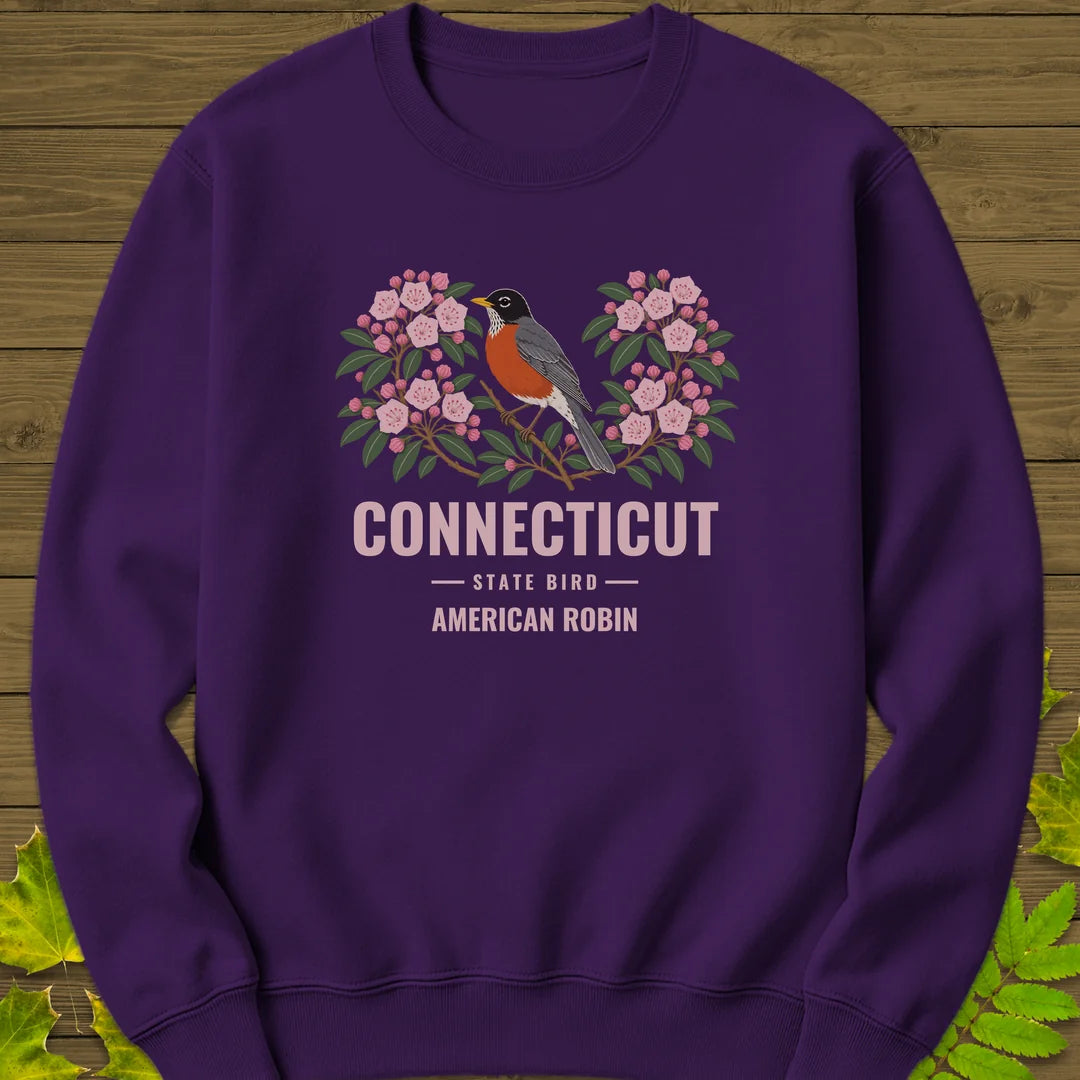 Connecticut State Bird Sweatshirt in Purple