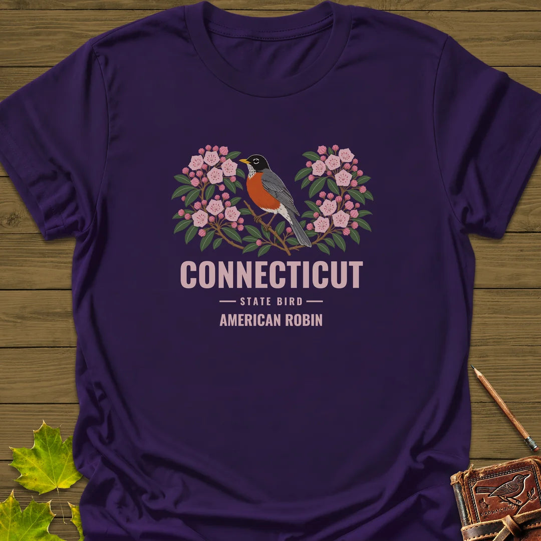 Connecticut State Bird T-Shirt in Purple