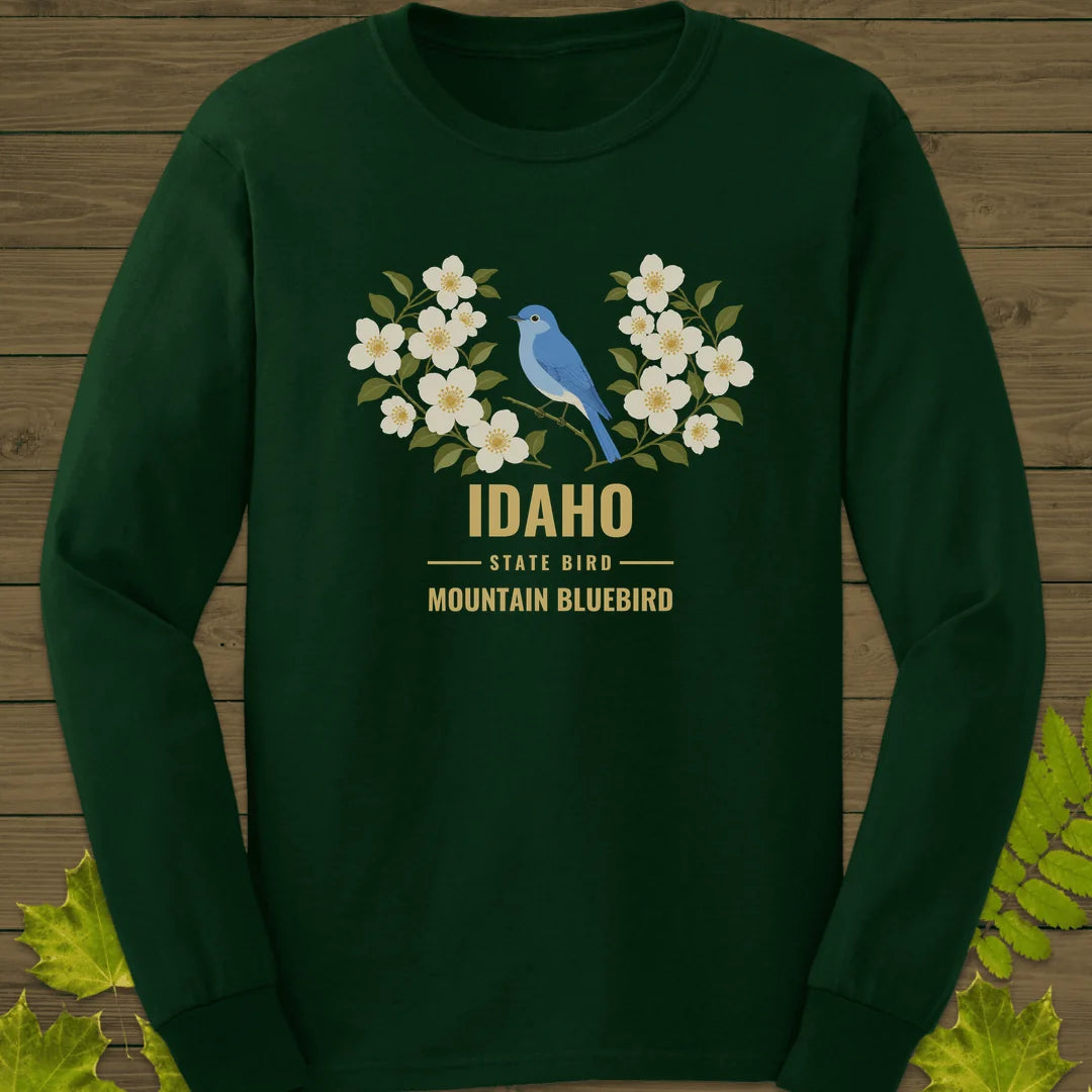 Idaho State Bird Long Sleeve in Forest Green