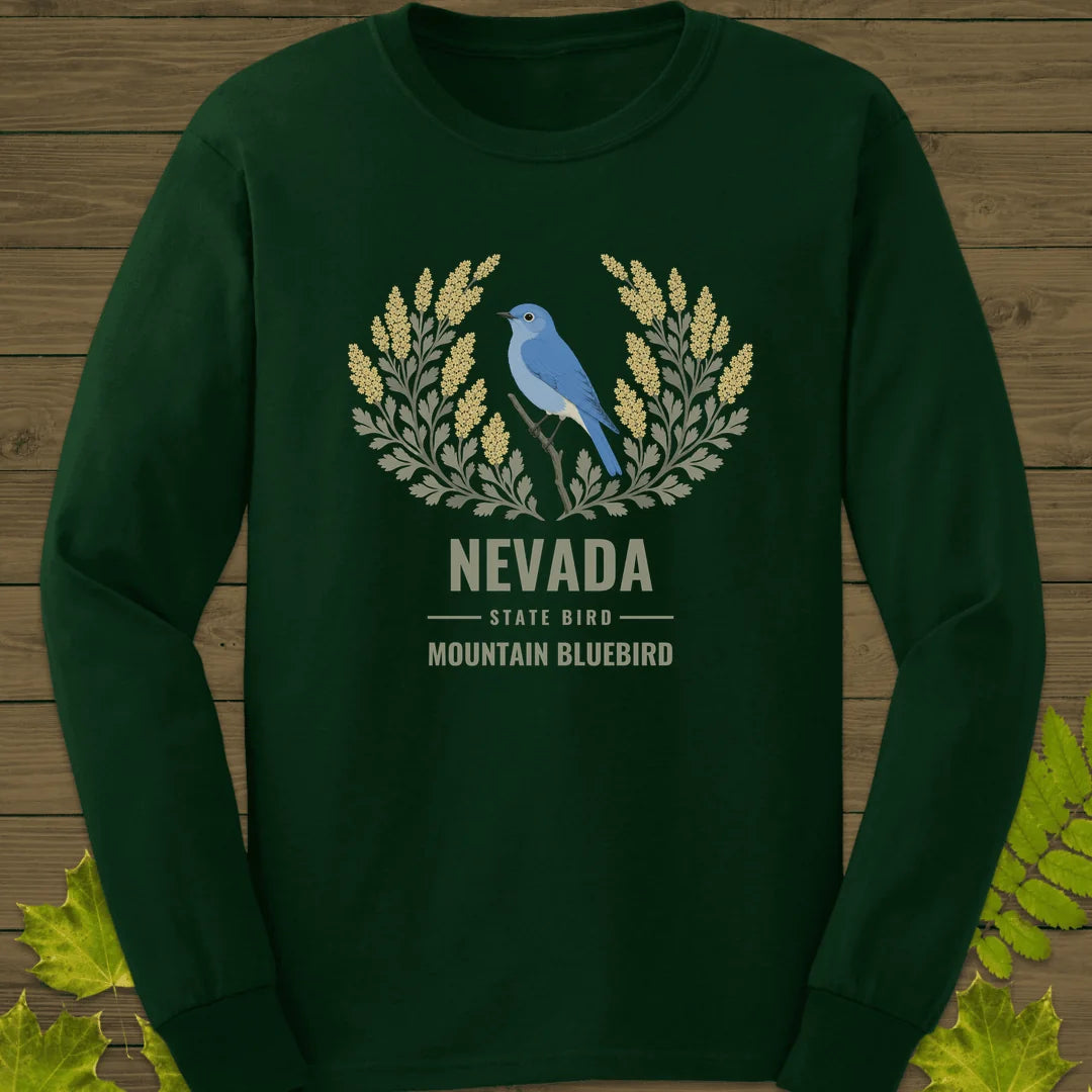 Nevada State Bird Long Sleeve in Forest Green