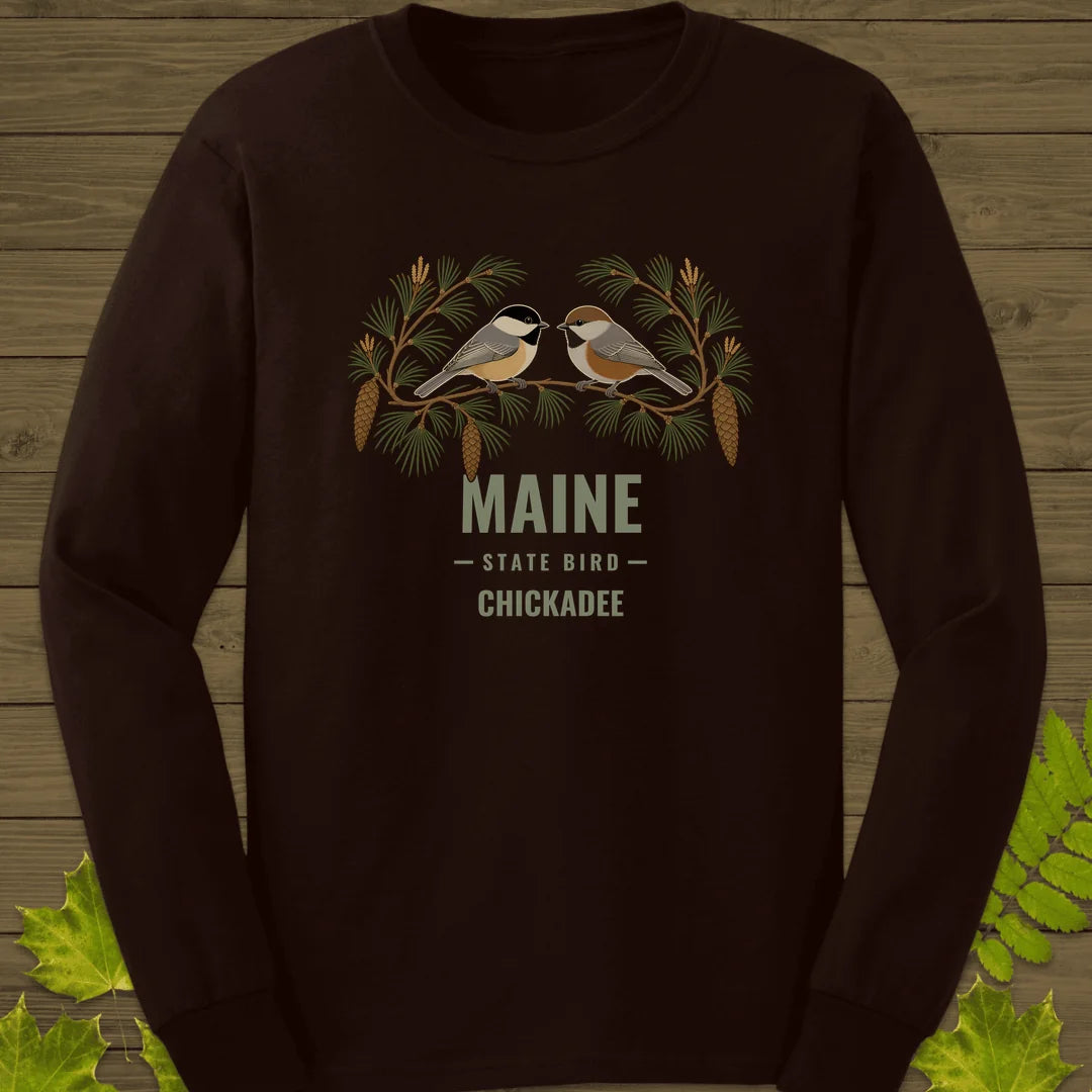 Maine State Bird Long Sleeve in Dark Chocolate