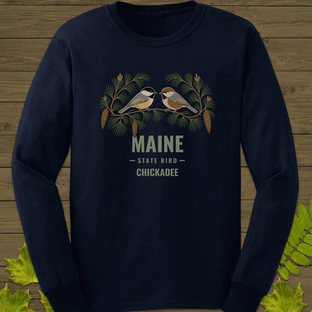 Maine State Bird Long Sleeve in Navy