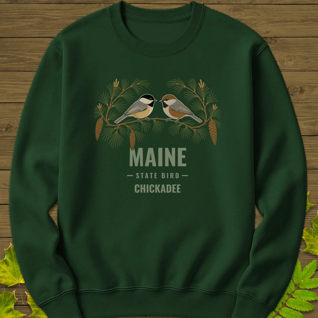 Maine State Bird Sweatshirt in Forest Green