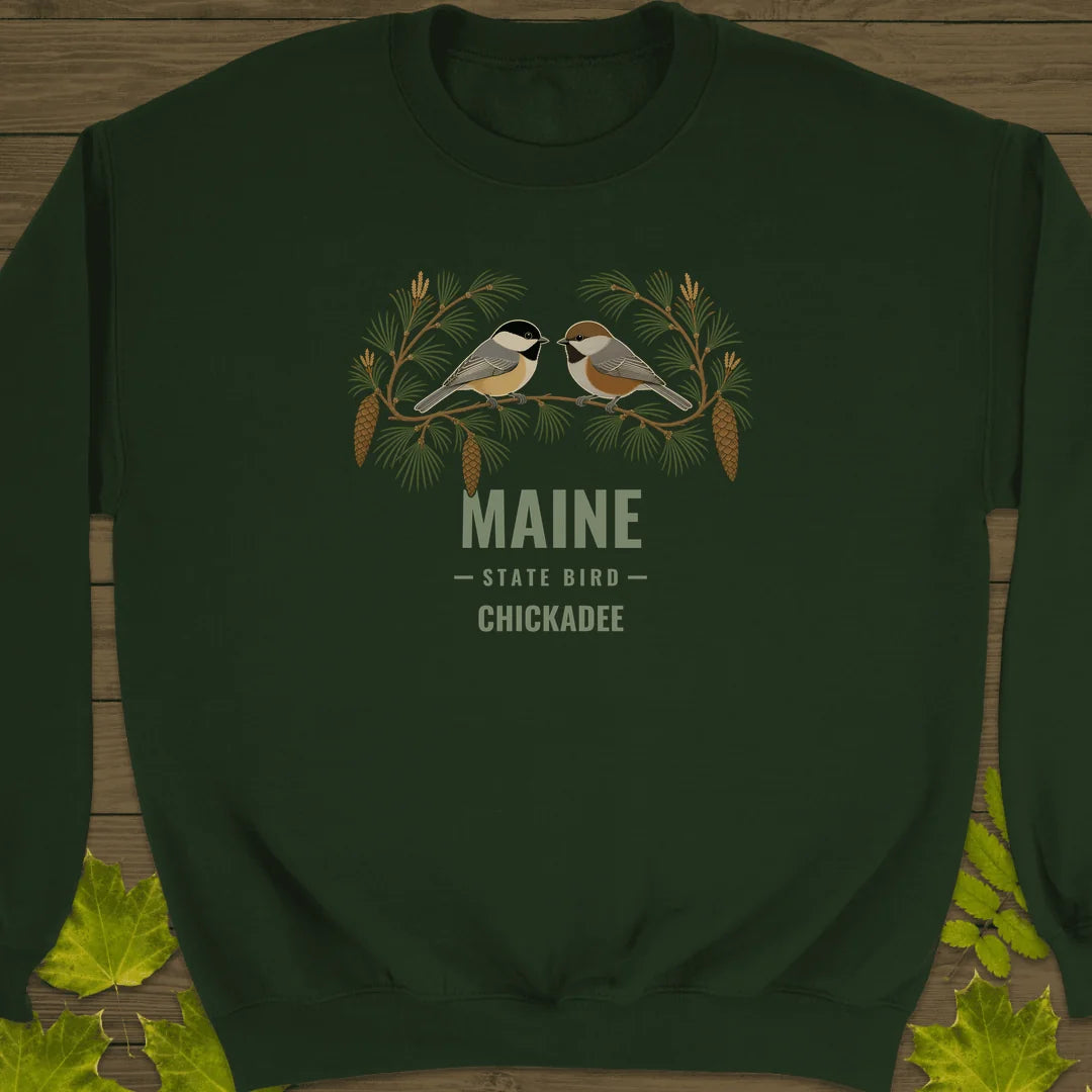 Maine State Bird Sweatshirt in Forest Green