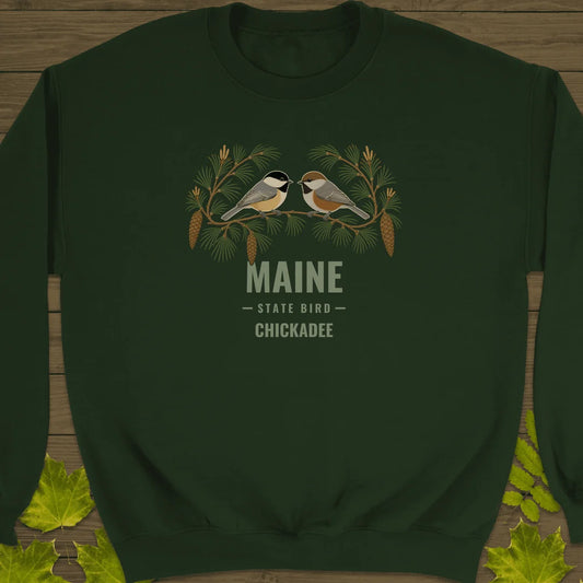 Maine State Bird Sweatshirt in Forest Green