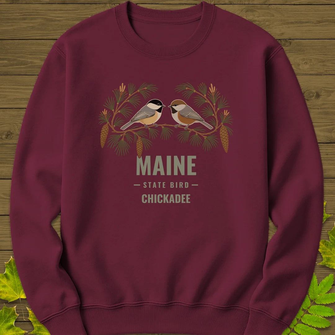 Maine State Bird Sweatshirt in Maroon
