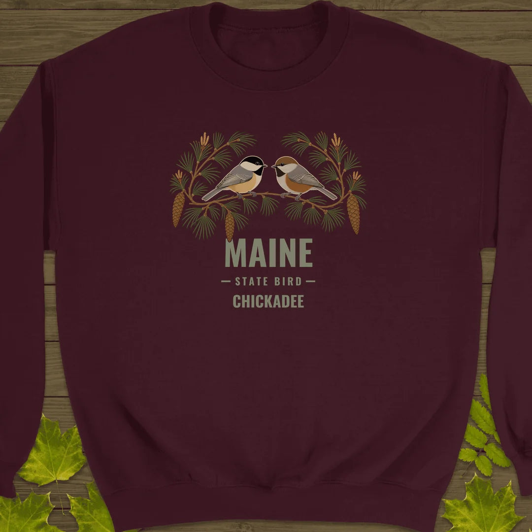 Maine State Bird Sweatshirt in Maroon