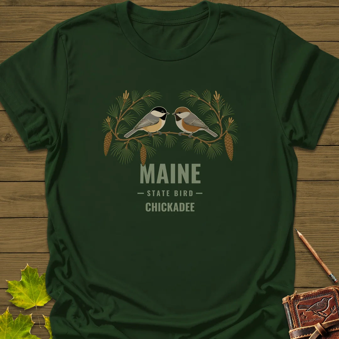 Maine State Bird T-Shirt in Forest Green