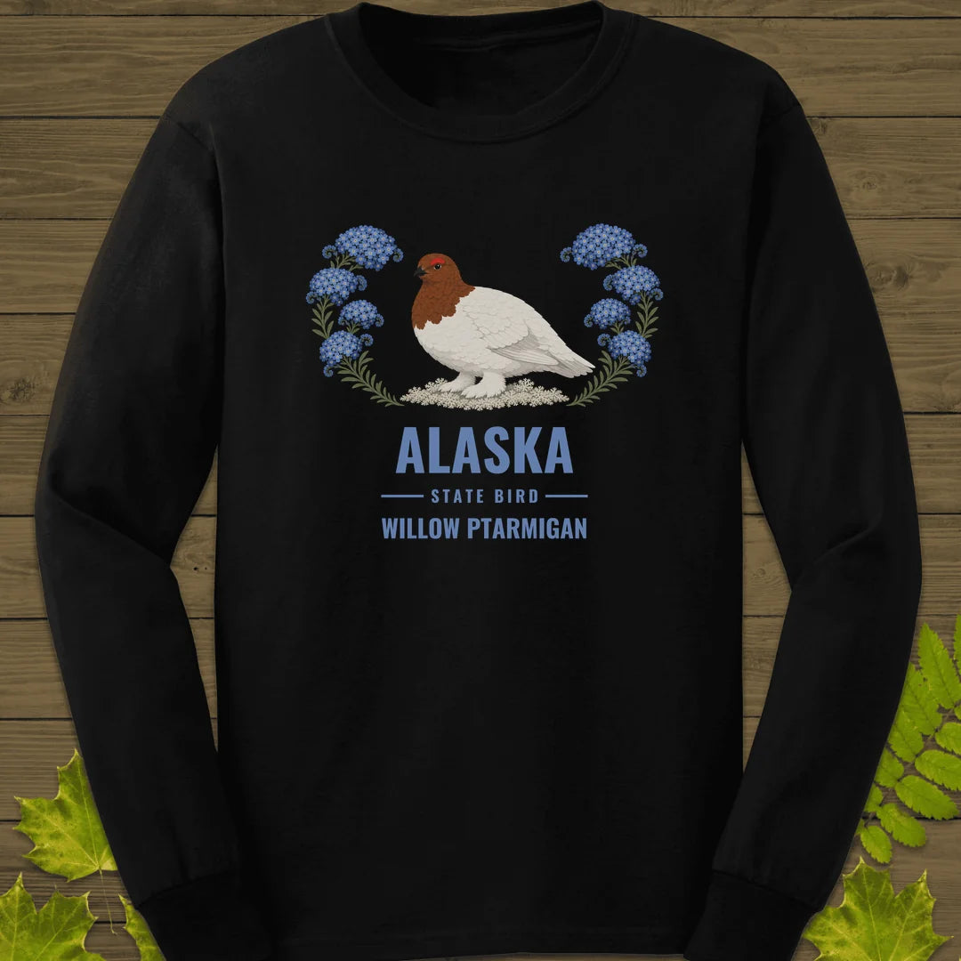 Alaska State Bird Long Sleeve in Black