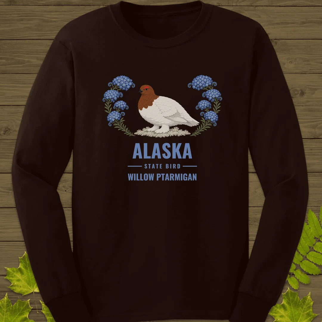 Alaska State Bird Long Sleeve in Dark Chocolate